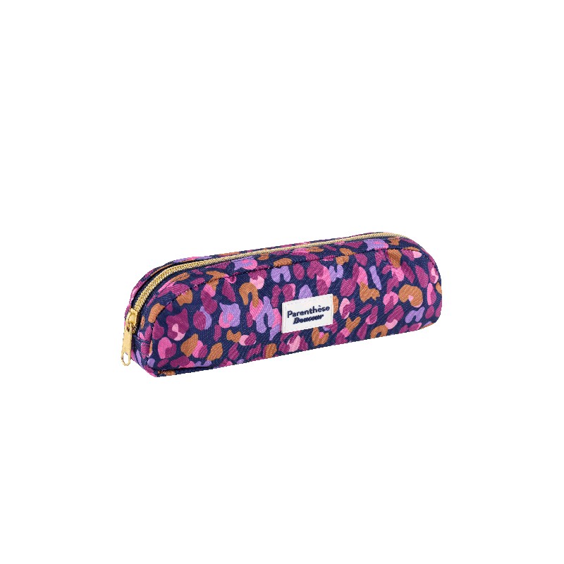 Set 3 posate da viaggio in acciaio inox (forchetta, coltello e cucchiaio) con astuccio leopardato viola